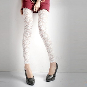 Women Fashion Sexy Stretch See-through Slim Fit Lace Ankle length Pants Trousers Leggings - intl  