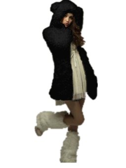 Women Fleece Bear Hooded Fluffy Coat Outwear Long Jacket Trench Cardigan Black ZANZEA - intl  