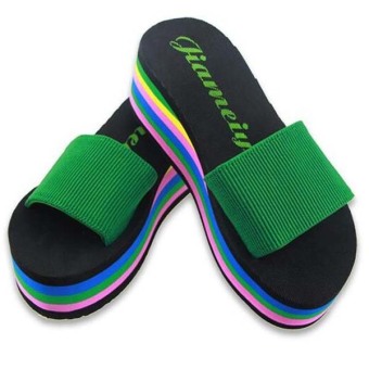 Women Flip Flops Summer Sandals Platform Wedges Slippers Girl's Fashion Beach Shoes (Green) - intl  