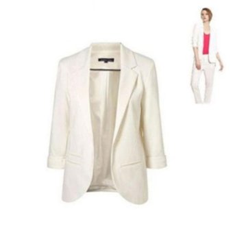 Women Formal Slim Suit Coat 3/4 Sleeve Outwear Office Lady Business Blazer (White) - intl  