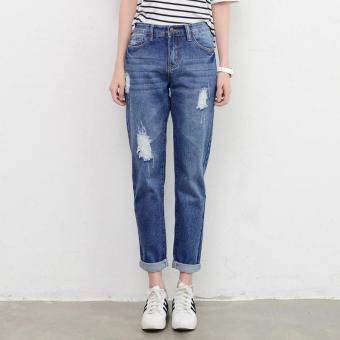 Women Jeans Frayed Jeans Harlan Pants Korean Fashion Loose Denim Pants Girls Jean Casual Street Trousers - intl  