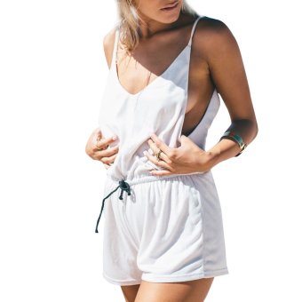 Women Knit Blends Waisted Backless Jumpsuit Playsuit Rompers (Intl)  