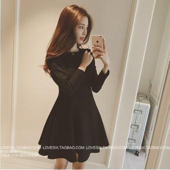 Women Korean Elegant Long Sleeve Swing Mini dress Party Vestido - intl  