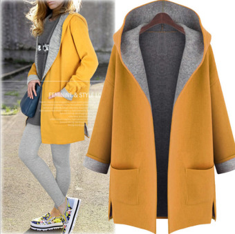 Women Lady Thicken Warm Winter Trench Coat Parka Overcoat Long Jacket Outwear with cap yellow - intl  