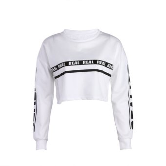 Women Letter Print Knitted Pullover Sweatershirt (White) - intl  