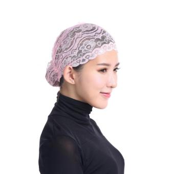 Women Muslim Full Shiny Lace Hijab Inner Cap - Pink - intl  