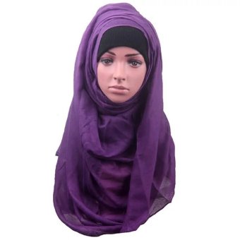 Women Muslim Islamic Shawl Wrap Headscarf Long Soft Hijab Maxi Voile Scarf (Purple)  