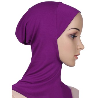 Women Muslim Modal Soft Flexible Head Neck Wrap Cover Inner Hijab Cap Hat Purple (Intl) - Intl  