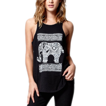 Women New Fashion off shoulder top Summer T-shirt tee shirt Casual Animal Pattern T-shirt Women Elephant Pattern shirt women Printed Tank Top - intl  