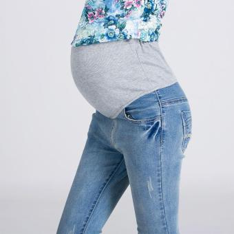 Women Pregnant Clothing Maternity belts? Jeans Pant Muslim Wear Trousers(Light blue) - intl  