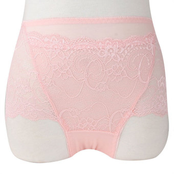 Women Sexy Panties Floral Lace Panties Hollow Out Lace Underwear Girls Panties Briefs Exotic Apparel (Light Pink) (Intl)  