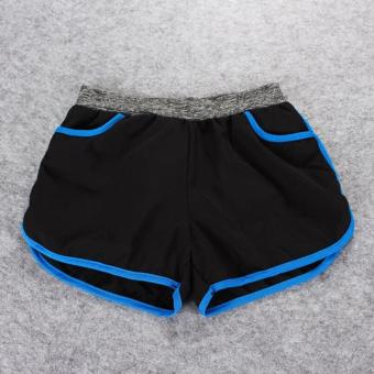 Women Solid Colored Elastic Drawstring Waistband Summer Shorts Yoga Shorts Sports Shorts (Blue) - intl  