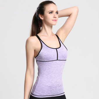 Women Sport Quick Dry Breathable Sleeveless Running Clothes Gym Fitness Sexy Vest Jerseys Shirt(Purple) - intl  