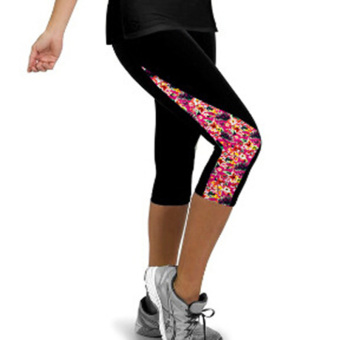Women Sports Leggings Summer Slim Pattern Printed Pants High Waisted Capri Fitness Gym Running Calf-Length Pants Style 9 - intl  