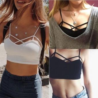 Women Strappy Cut Out Bra Corset Tank Top Black - intl  