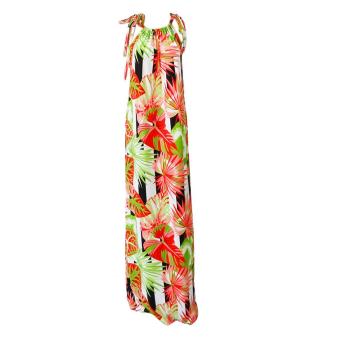 Women Stylish Bohemia Floral Printed Sleeveless Beach Dress Skirt (S) - intl  