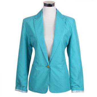 Women Suit Blazer Foldable jacket Candy Colors -light blue - intl  