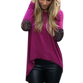 Women Summer Loose Casual Long Sleeve Shirt Tops Blouse Ladies Tee Top 6-20 (Purple)   