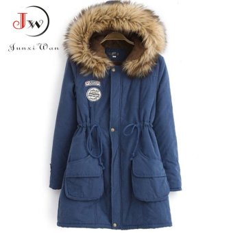 Women Winter Womens Parka Casual Outwear Military Hooded Coat Winter Jacket Fur Coats Woman Clothes manteau femme Plus Size Blue - intl  