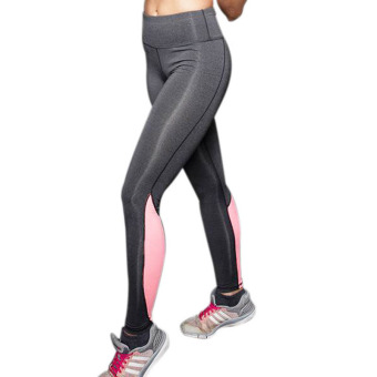 Women Workout Leggings Stitching High Elasticity Slimming Pant Fitness Women Breathable Women Pencil Pant M-XXL L(Pink) - intl  