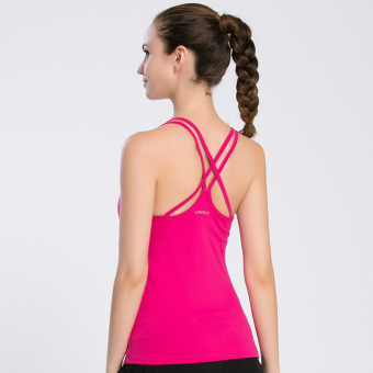 Women Yoga Shirts Quick Dry Vest for Gym Jogging Running Hollow Out Y-line Tank Tops Sports Tops for Women Clothing(Rose) - intl  