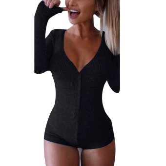 WomenJupsuitady V Neckong eeve Bodycon Bagndage Jupsuit Back  