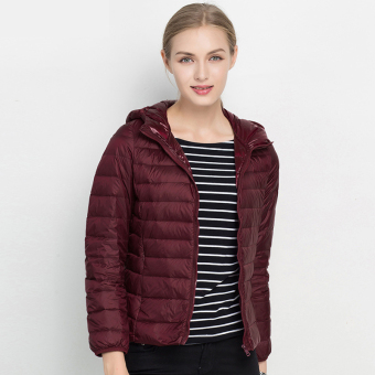 Womens 18 colors thin Wind Ladies zip Jacket Lightweight slim coat Autumn Winter Outfits  – wine red  