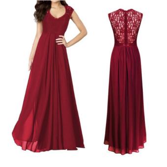 Women's Casual Deep- V Neck Sleeveless Vintage Maxi Dresses Red - intl  