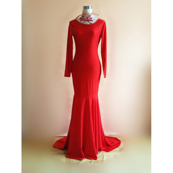 Women's Celeb Style Maxi Dress Backless Party Evening Bodycon Long Dress ( Red ) - intl  