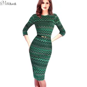 Womens Elegant Vintage Pinup Tunic Business Work Office Casual Party Club Fit Pencil Dress with Belted - intl  