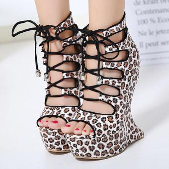 Women's Fantasy Heel High Heels Club Wedge Sandals with Leopard Brown - intl  