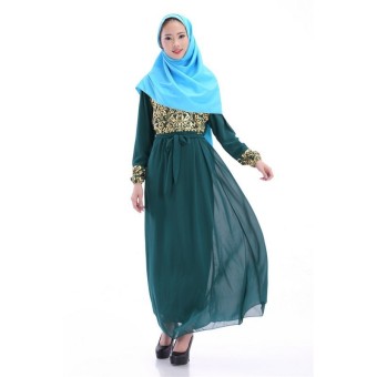 Women's Fashion Bronzing Muslim Maxi Dress (Dark green)  
