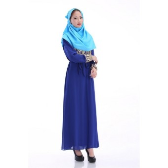 Women's Fashion Bronzing Muslim Maxi Dress (Navy blue)  