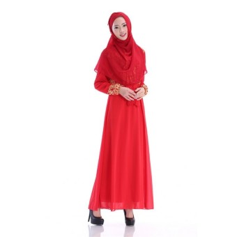 Women's Fashion Bronzing Muslim Maxi Dress (Red)  