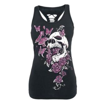 Women's Fashion Cotton Skull Print Hollow Out T-shirt Crew Neck Sleeveless Tank Top Plus Size - intl  