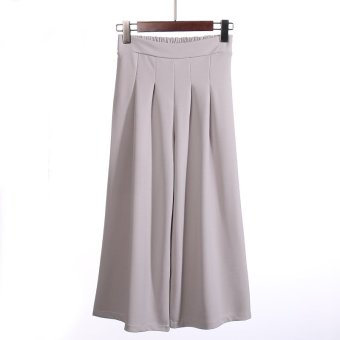 Women's Fashion High Waist Wide Leg Chiffon Palazzo Pants (Grey)  