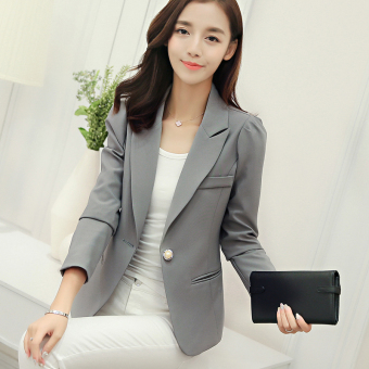 Women's Fashion slim long sleeve Small suit jacket All-match leisure Blazers -Grey - intl  