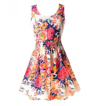 Women's Floral Chiffon Sleeveless Sundress Summer Tank Mini Dress 02 - intl  