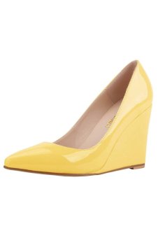 Women's High Heels Pointed Toe Platform Pumps Stiletto Court Shoes(Yellow)  