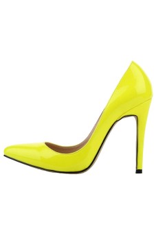 Women's High Heels Pointed Toe Platform Pumps Stiletto Sandal Court Shoes (Yellow)  