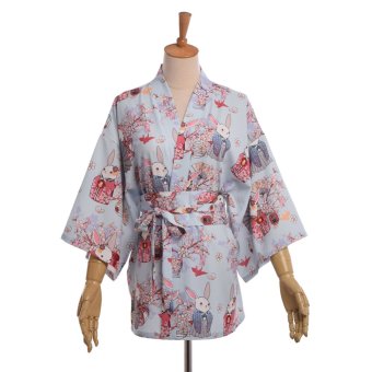 Women's Kimono Nightgown Sleep Robe (Light Blue)  
