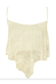 Womens Lace Camisole Crop Top (Apricot)  