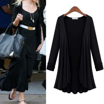 Womens Lady Trendy Long Sweater Knitwear Cardigan Shawl Outwear Black 5XL - intl  