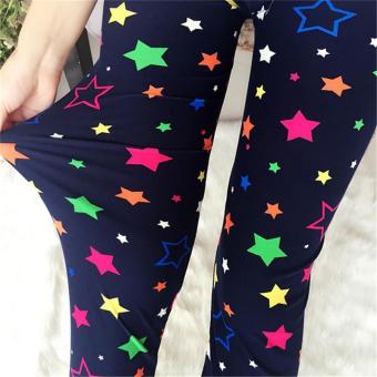 Women's Leggings Elastic Cozy Slim YOGA GYM SPORTS Pants Colorful Stars Pattern - intl  