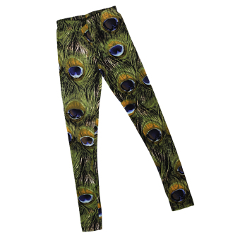 Women's Leggings Peacock Feather Digital Print Stretchy Tights XXL  