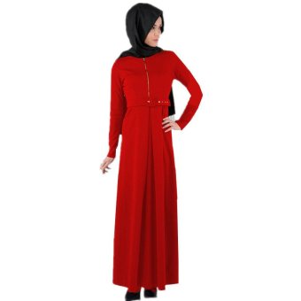 Women's Linen Caftan Ethnic Evening Dress (Red)  