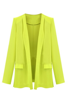 Women's Long Sleeve Blazer Suit Jacket Yellow M  