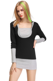 Women's Long Sleeve Pullover Hoodies Coat Spring Autumn (Black) - intl  