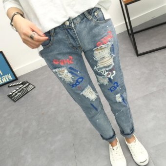 Women's Low-waisted Loose Ankle Length Harem Pants Korean Jean With Hole - intl  