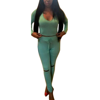 Women's New Sexy Jumpsuits Playsuits Rompers Two Piece Hooded Bodycon Sports Causal Clubwear Green N230 - intl  